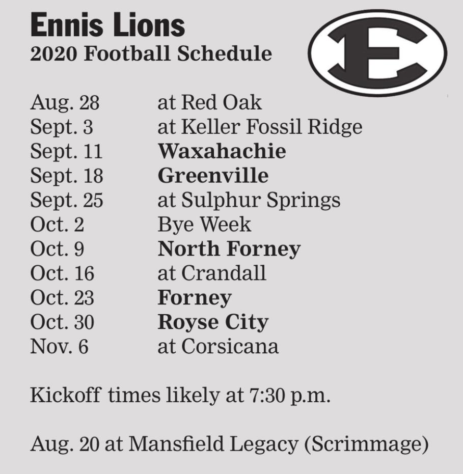 Drake releases Ennis 2020 football schedule Ennis News