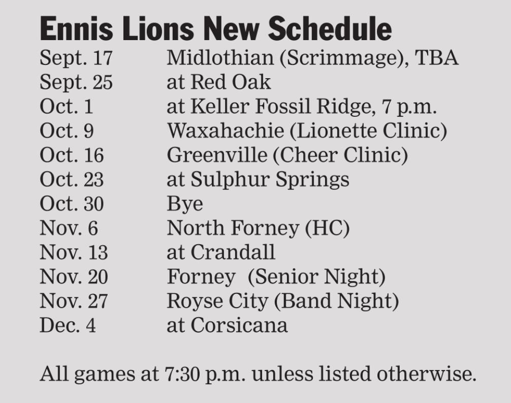 Lions introduce new logo, schedule Ennis News